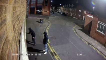 CCTV footage shows Masjid Salahudeen in Leicester being graffitied in the early hours of Sunday morn