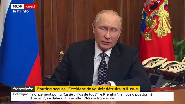 Guerre en Ukraine - Le président russe Vladimir Poutine annonce ce matin une mobilisation partielle des Russes en âge de combattre - VIDEO