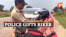 WATCH | Police Officer Confronts Biker, Gifts Him Helmet