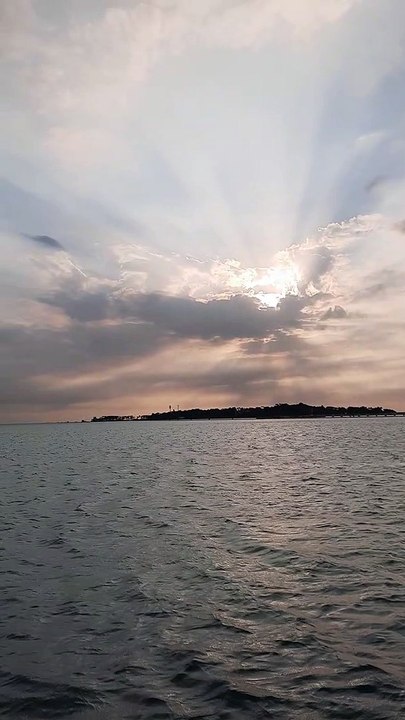 Sunset, flying birds and beautiful evening on Jeddah Corniche beach.