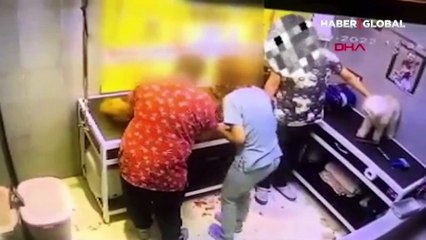 Bakırköy'de tıraş sırası bekleyen köpeğe şiddet kamerada