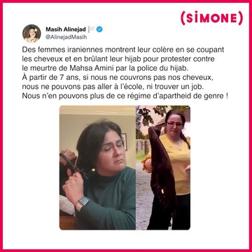 SIMONE - NEWS : Des Iraniennes coupent leurs cheveux et brûlent leur hijab en signe de protestation