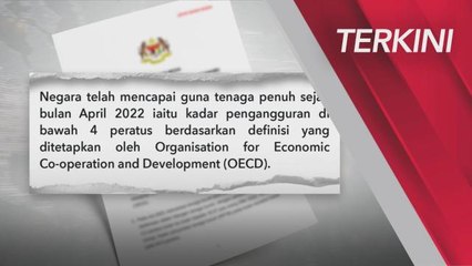 [TERKINI] Kadar pengangguran Jun menurun kepada 3.8% terendah sejak pandemik