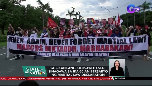 Kabi-kabilang kilos-protesta, isinagawa sa ika-50 anibersaryo ng Martial Law declaration | SONA