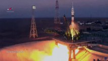 Foguete Soyuz decola para ISS com dois russos e americano a bordo