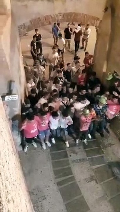 Des jeunes font une muraille humaine et pensent pouvoir arrêter des taureaux
