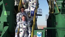 US astronaut and Russian cosmonauts blast off to ISS in rare show of cooperation