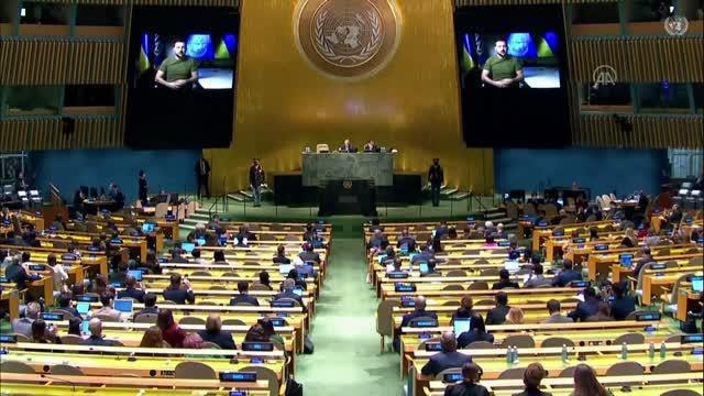 Ukrayna Devlet Başkanı Zelenskiy, BM 77. Genel Kurulu'na videokonferans yöntemiyle katıldı