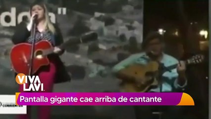 Pantalla gigante cae sobre cantante en concierto