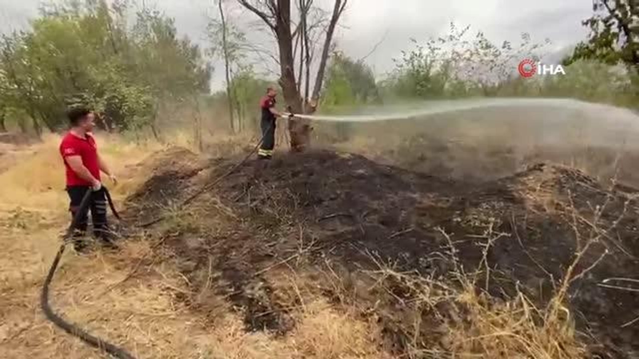 Anız yangını çevreye sirayet etmeden söndürüldü