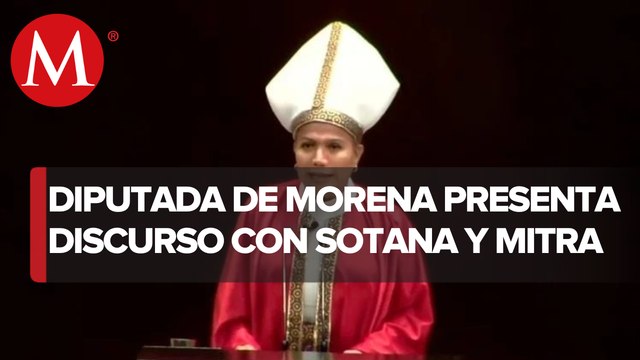 Diputada trans presenta iniciativa contra discursos de odio en iglesias... vestida de papa