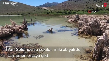 Van Gölü'nde su çekildi, mikrobiyalitler tamamen ortaya çıktı
