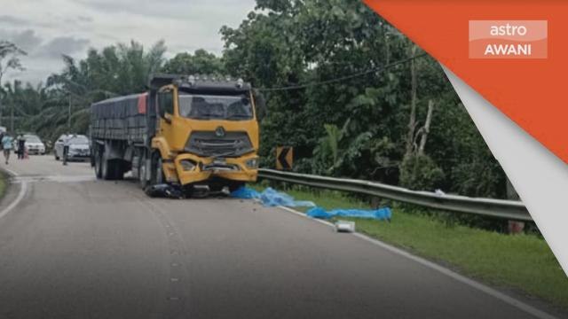 Kemalangan | Motosikal bertembung lori, empat beranak maut