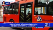 Independencia: piden mejorar señalización en pista donde madre falleció tras choque de combis