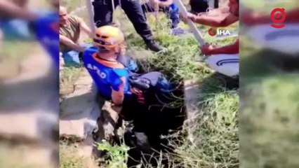 Su kuyusuna düşen av köpeğini AFAD kurtardı