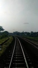 Morning view of the train at Kroya Station, Cilacap, Central Java, Indonesia.