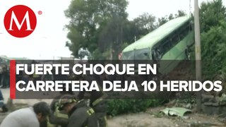 Choque de un autobús en la carretera México-Cuernavaca deja 10 personas lesionadas