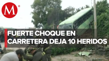 Choque de un autobús en la carretera México-Cuernavaca deja 10 personas lesionadas