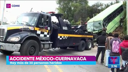 Camión se queda sin frenos en la México-Cuernavaca; hay más de 30 heridos