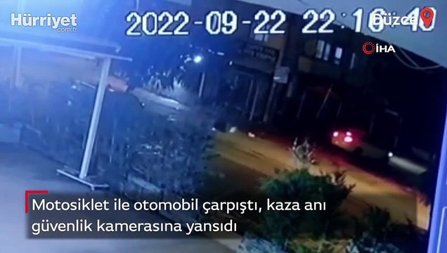 Motosiklet ile otomobil çarpıştı, kaza anı güvenlik kamerasına yansıdı