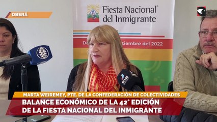 Balance económico de la 42 fiesta nacional del inmigrante