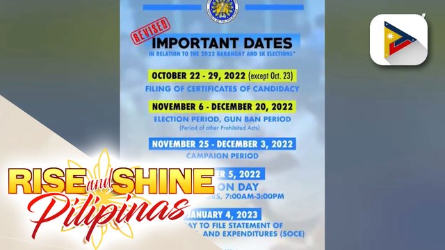 COMELEC, naglabas ng revised calendar of activities para sa nalalapit na synchronized Barangay at SK elections