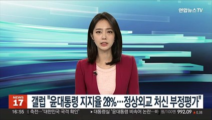 한국갤럽 "윤대통령 지지율 28%…정상외교 처신 부정평가"
