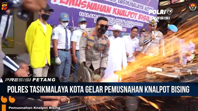 Polres Tasikmalaya Kota Gelar Pemusnahan Knalpot Bising dalam Rangka HUT Lalu Lintas Bhayangkara Ke-67
