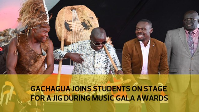 Gachagua joins students on stage for a jig during music gala awards