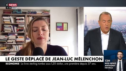 Download Video: Elodie Mielczareck, spécialiste en décryptage de la communication politique, analyse le geste de Jean-Luc Mélenchon sur le visage de Paul Gasnier, journaliste de 