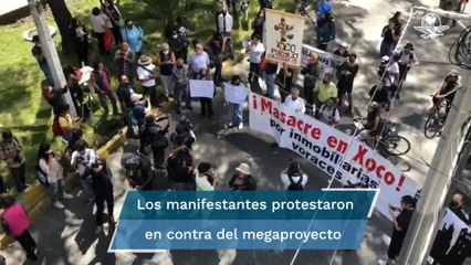 Manifestación bloquea avenida Universidad por apertura del Centro Comercial Mítikah
