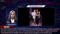 Paris Hilton hits the runway for Versace in glittering pink dress - 1breakingnews.com
