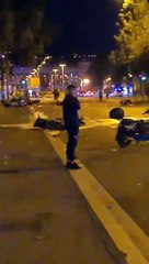 Motos volcadas en Barcelona por la Mercè