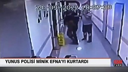 Yunus polisi 1 km koştu, minik Efna'yı hastaneye yetiştirdi