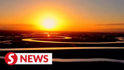 Breathtaking autumn sunset in Xinjiang