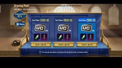 GROWING PACK EVENT PUBG MOBILE | 400 UC & 35 GREEN CRYSTALS | GROWING PACK PUBG MOBILE bgmi