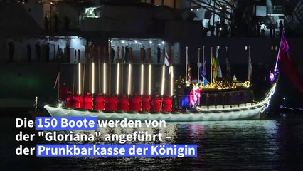 Lichtershow auf der Themse zu Ehren der Queen