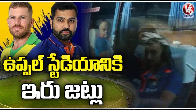 India & Australia Teams Reaches Uppal Stadium _ IND Vs AUS T20 _ V6 News