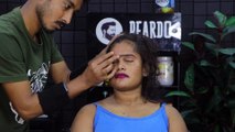 Indian Girl Getting Relaxing massage  By A Male Barber - Satisfying Asmr Massage
