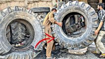 The Most Interesting Repairing Process of Sidewall Damage Big Tractor Tire Using Gypsum Mold Method