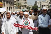 Gazze'deki Filistinlilerden Yahudilerin Mescid-i Aksa baskınına tepki