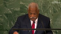 Vanuatu becomes first country to call for global treaty to phase out fossil fuels at UNGA