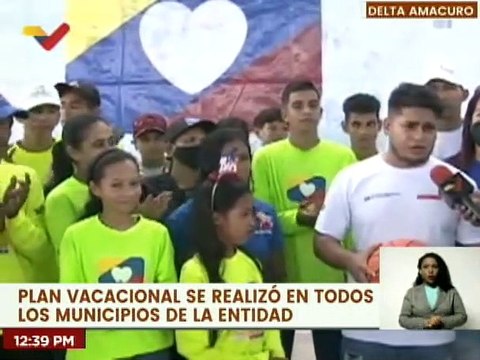 Comunidad estudiantil disfrutó de 8 semanas con el Plan Vacacional Comunitario en Delta Amacuro