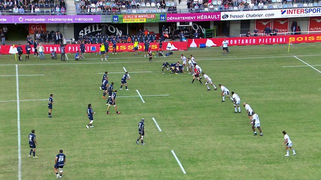 TOP 14 - Essai de Masivesi DAKUWAQA (MHR) - Montpellier Hérault Rugby - Section Paloise - Saison 2022:2023