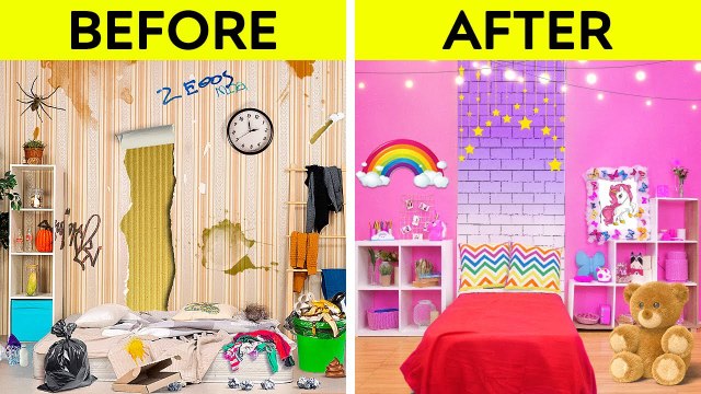 AWESOME ROOM MAKEOVER __ We Built Our Dream House! Genius DIY Ideas and Crafts by 123 GO!