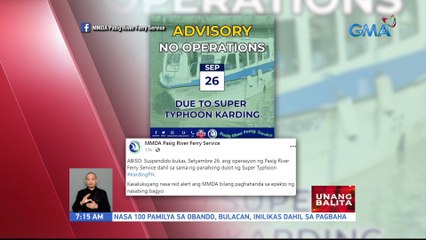 PPA, kinansila rin ang mga byahe ng mga pampasaherong barko sa mga lugar na apektado ng Bagyong Karding | UB