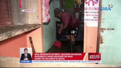 Mga residente ng Brgy. Bagong Silangan, nagsimula nang maglinis ng mga gamit na nalubog sa baha | UB
