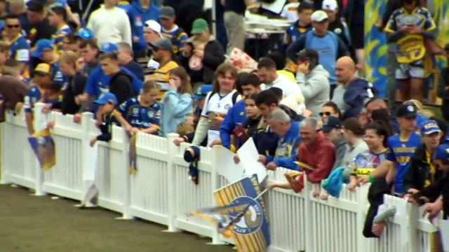 Thousands of Parramatta fans gather to watch the Eels train ahead of NRL grand final