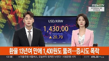 환율 13년여 만에 1,430원도 뚫려…증시도 폭락