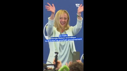 Download Video: Arrivée en tête, la candidate néo-fasciste Giorgia Meloni promet de gouverner 